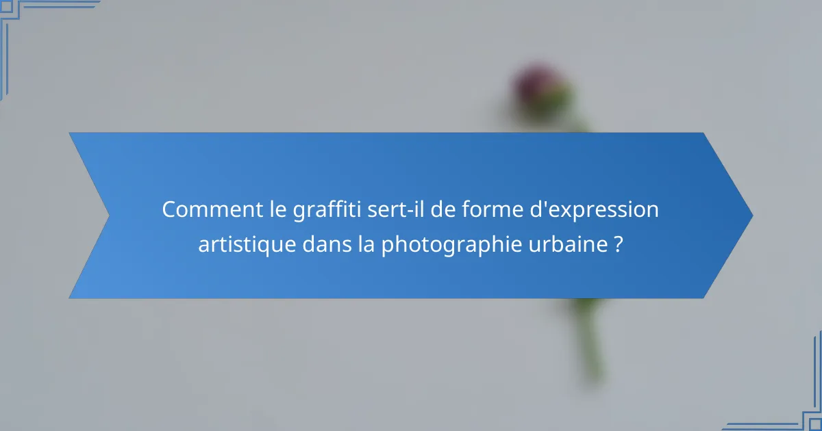 Comment le graffiti sert-il de forme d'expression artistique dans la photographie urbaine ?