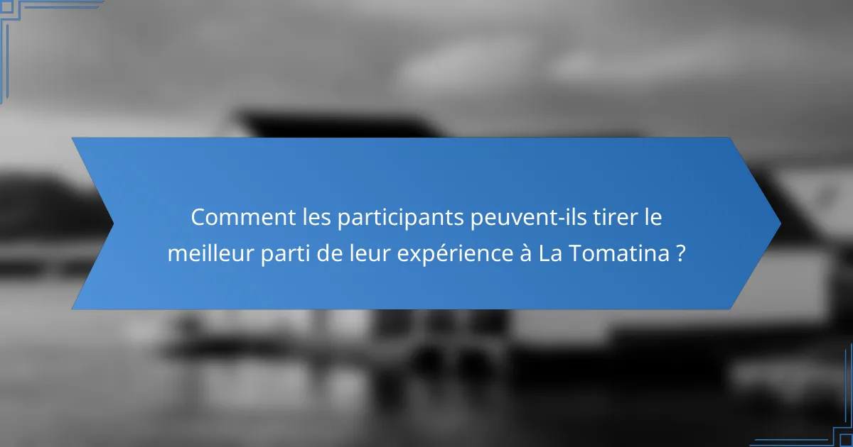 Comment les participants peuvent-ils tirer le meilleur parti de leur expérience à La Tomatina ?
