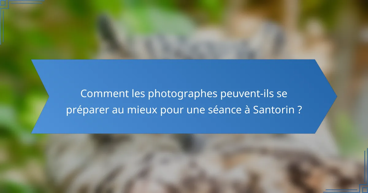 Comment les photographes peuvent-ils se préparer au mieux pour une séance à Santorin ?