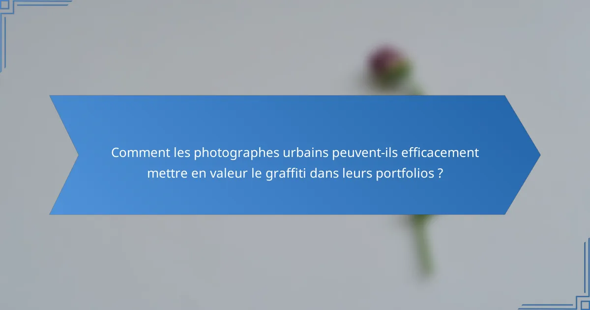 Comment les photographes urbains peuvent-ils efficacement mettre en valeur le graffiti dans leurs portfolios ?