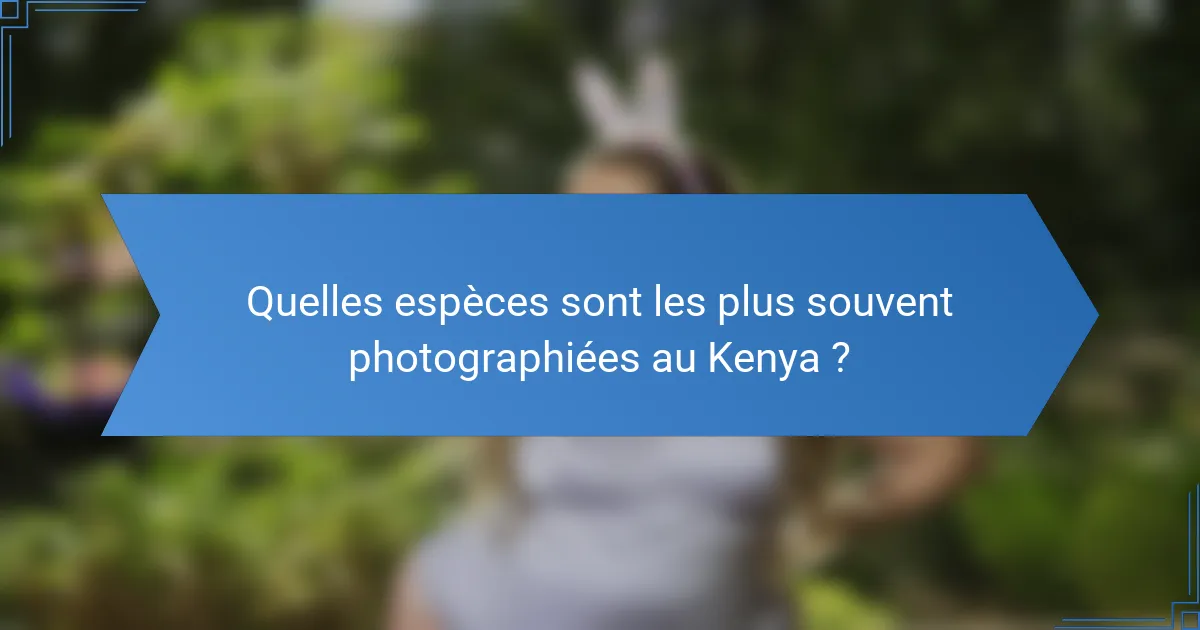 Quelles espèces sont les plus souvent photographiées au Kenya ?