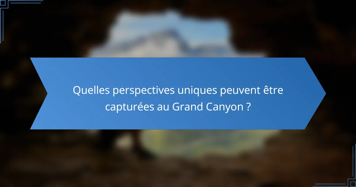 Quelles perspectives uniques peuvent être capturées au Grand Canyon ?