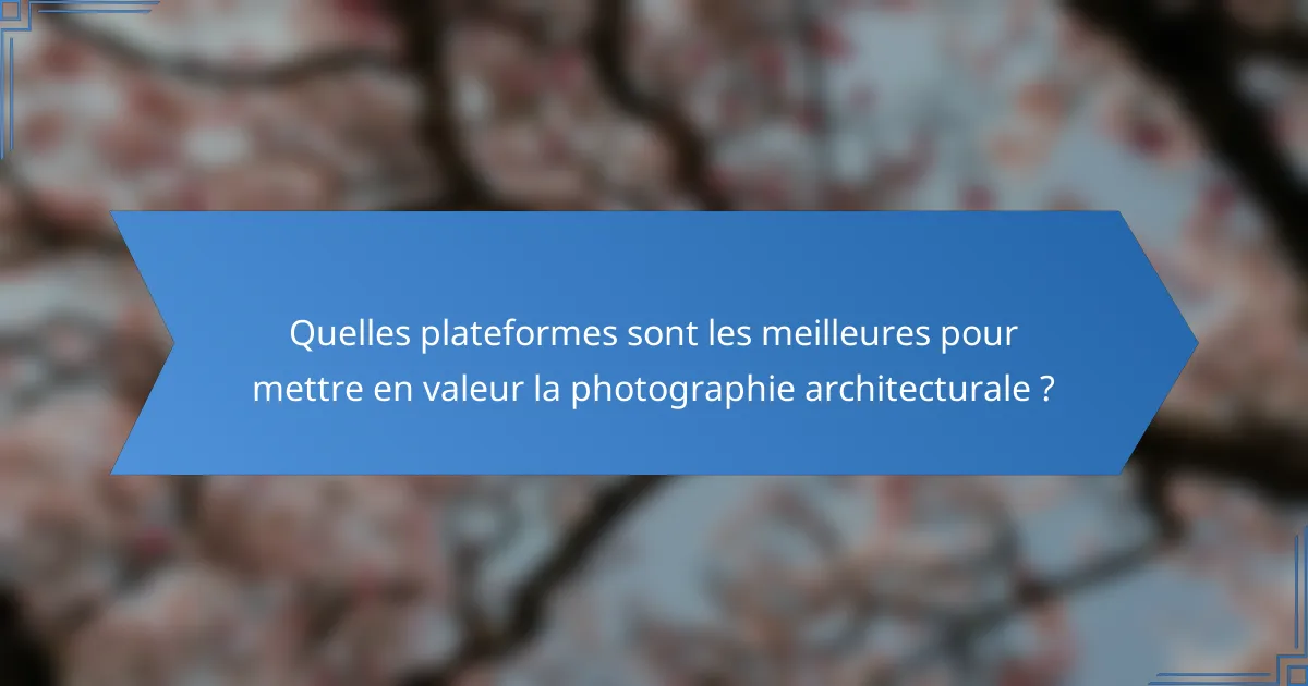Quelles plateformes sont les meilleures pour mettre en valeur la photographie architecturale ?