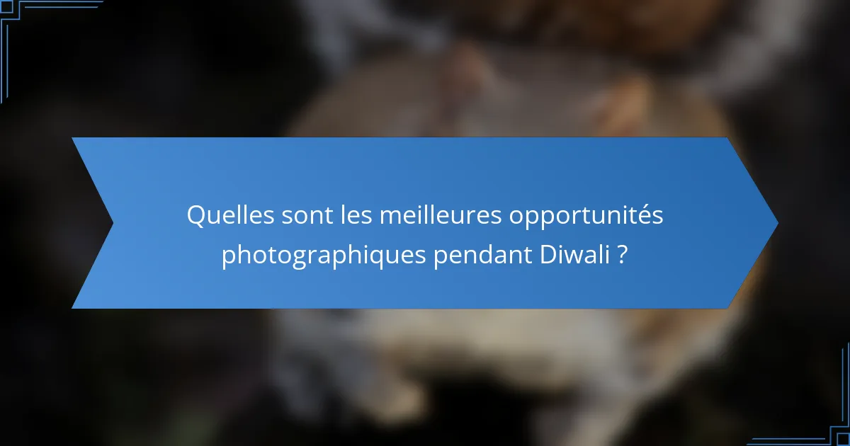 Quelles sont les meilleures opportunités photographiques pendant Diwali ?