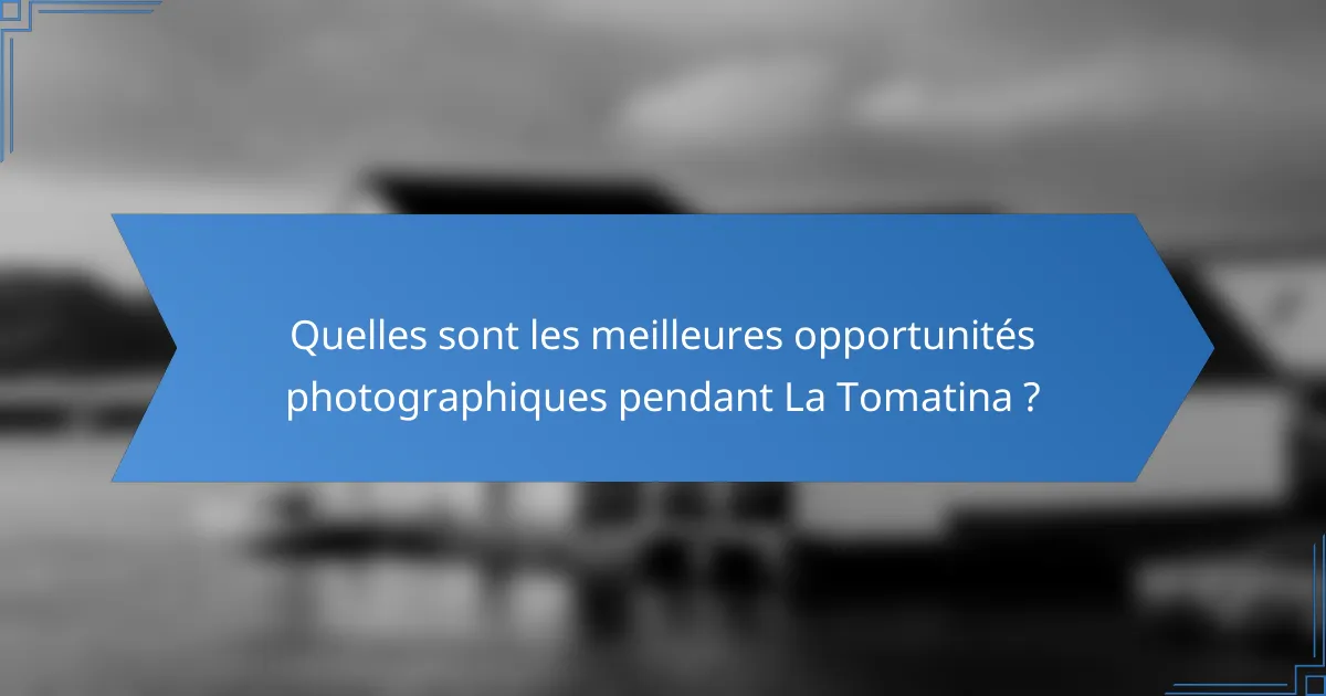 Quelles sont les meilleures opportunités photographiques pendant La Tomatina ?