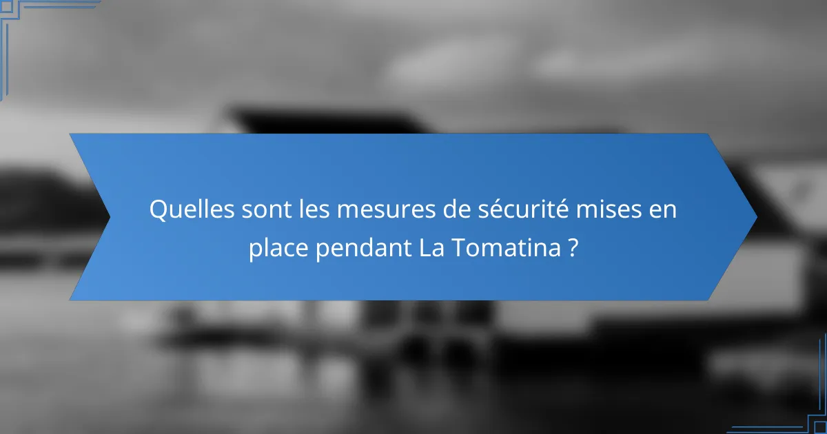 Quelles sont les mesures de sécurité mises en place pendant La Tomatina ?