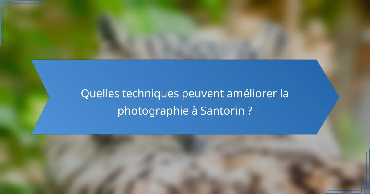 Quelles techniques peuvent améliorer la photographie à Santorin ?