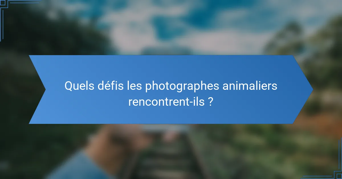 Quels défis les photographes animaliers rencontrent-ils ?