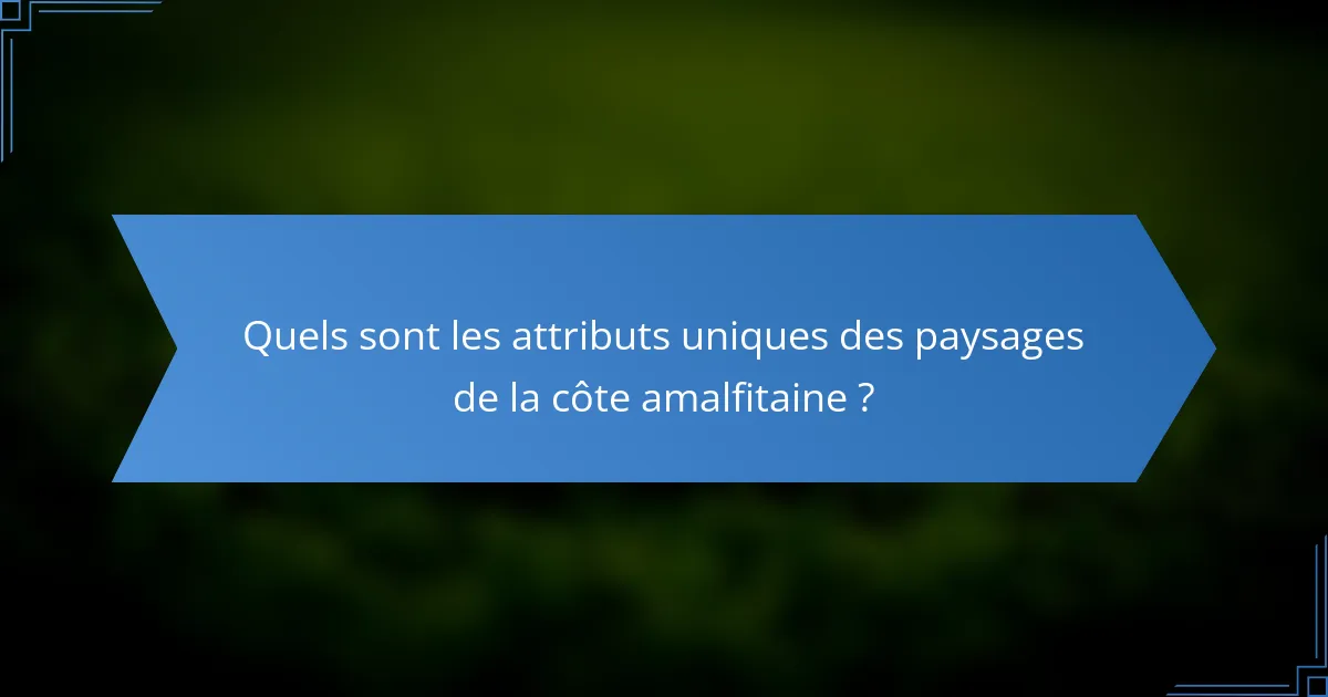 Quels sont les attributs uniques des paysages de la côte amalfitaine ?