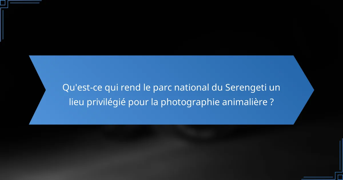 Qu'est-ce qui rend le parc national du Serengeti un lieu privilégié pour la photographie animalière ?