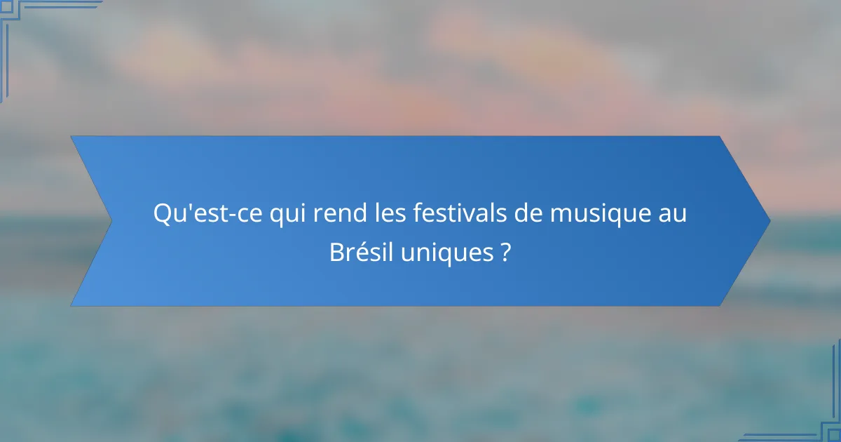 Qu'est-ce qui rend les festivals de musique au Brésil uniques ?