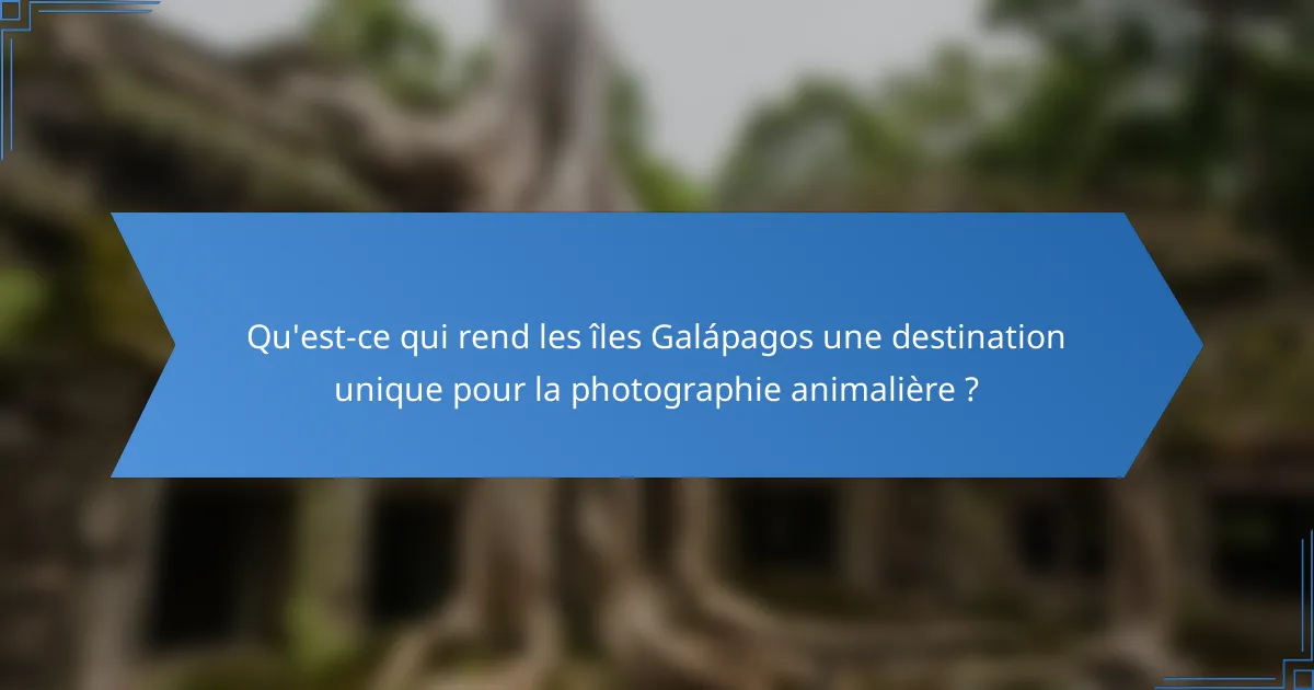 Qu'est-ce qui rend les îles Galápagos une destination unique pour la photographie animalière ?